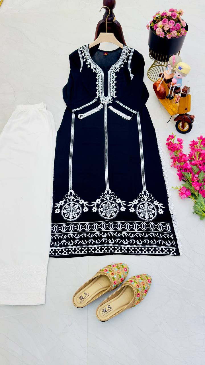 Rayon Fancy Work In Sharara Suit