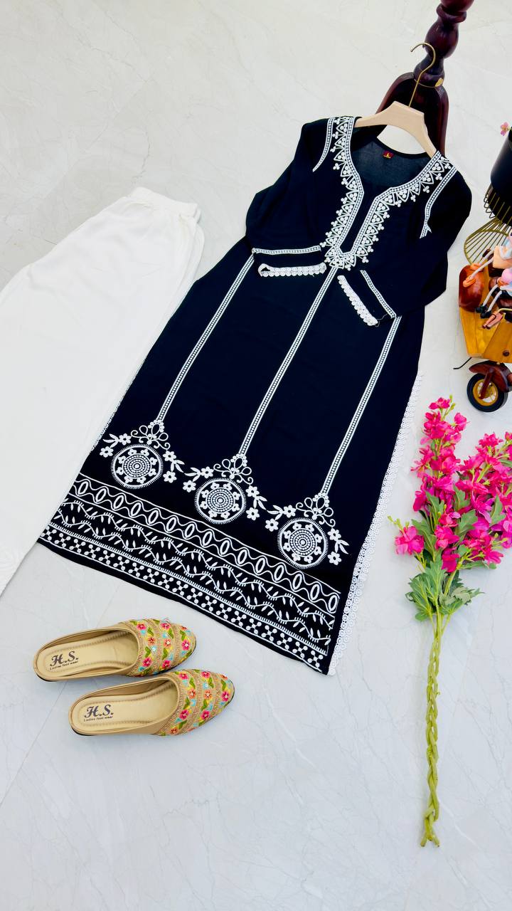 Rayon Fabric With Beautiful Embroidery Work