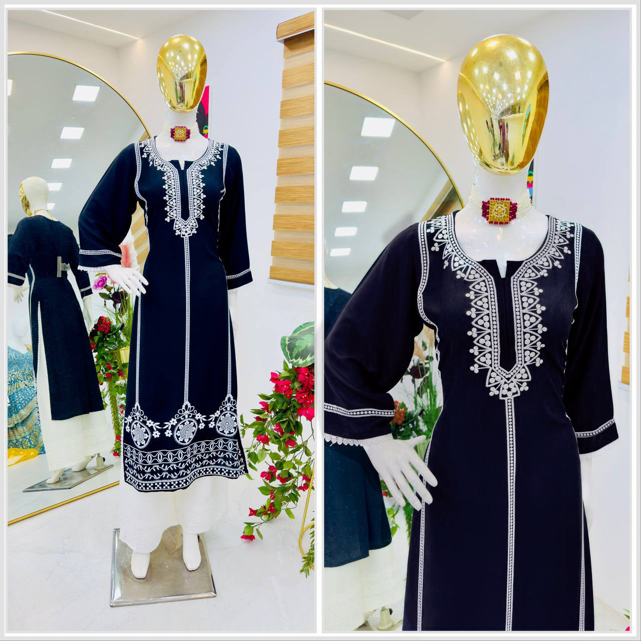 Rayon Sharara Suit With Blue color 