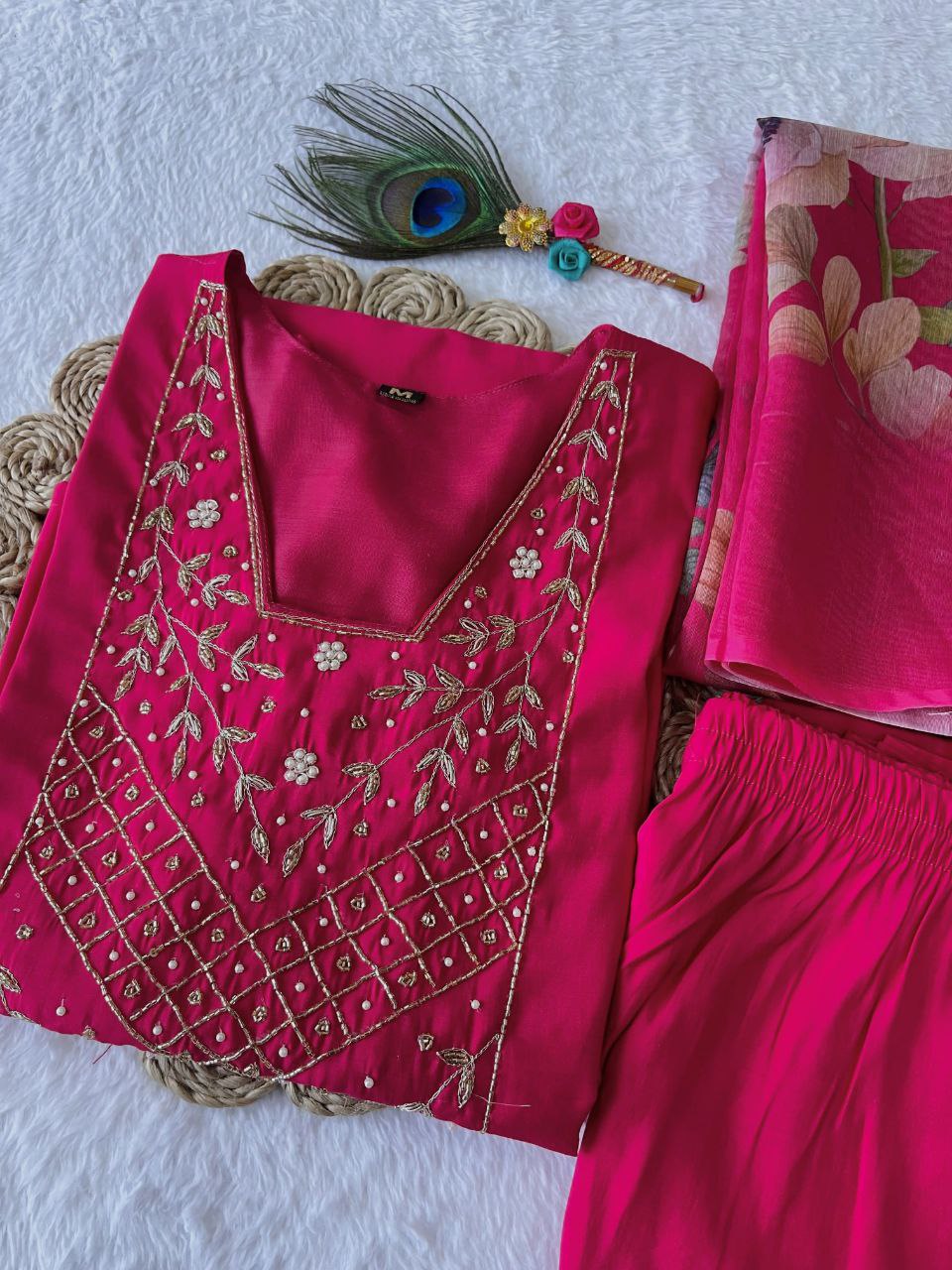  this ­­­­kurti product available in Fancy Premium Roman Silk fabric  with embroidery work