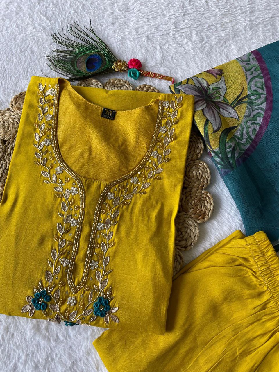 this ­­­­kurti product available in Fancy Premium Roman Silk fabric with embroidery work