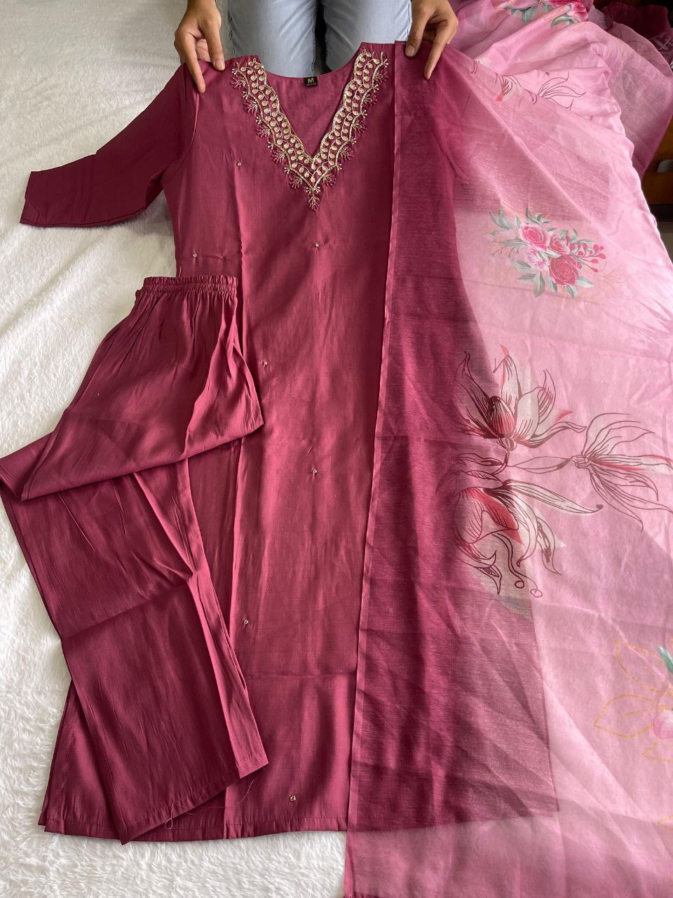 this ­­­­kurti product available in Fancy Premium Roman Silk fabric with pink color