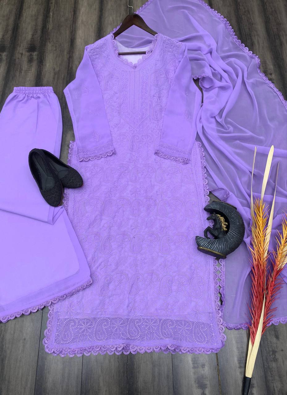 this ­­­­kurti product available in Fancy Faux Georgette fabric and work Thread Embroidery ,with with purple color